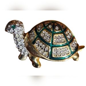 Crystal Turtle Brooch